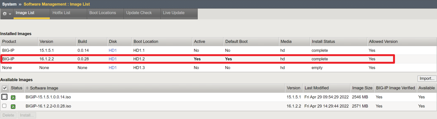 新版本磁區的 Active 與 Default Boot 為 Yes